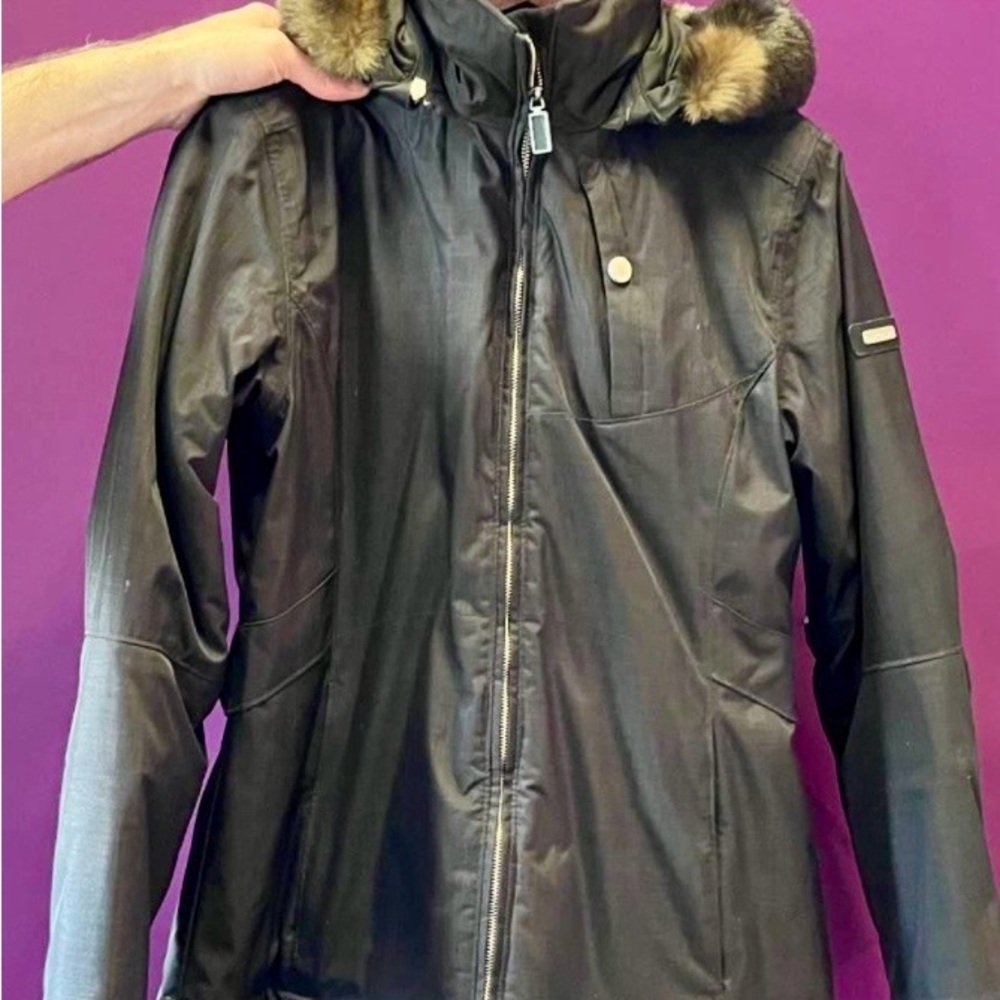 Obermeyer Black Ski & Snow Jacket with Fur Trim